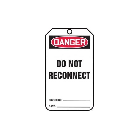 Accuform Safety Tags, DANGER DO NOT RECONNECT, 5.75in x 3.25in, RP-Plastic, 5PK MDT628PTM